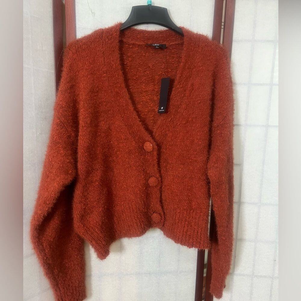 LULUS NWT KEPT ME BUNDLED BULKY KNITTED CARDIGAN SWEATER SIZE L‎